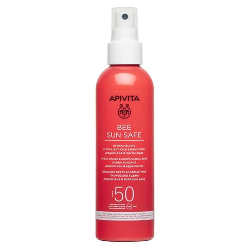 Apivita Bee Sun Safe Hydra Melting Ultra-Light Face & Body Spray With Marine Algae & Propolis Spf50, 200ml