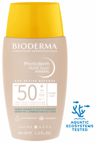 Bioderma Photoderm Nude Touch Mineral SPF50+ Claire Αντηλιακό Προσώπου Με Χρώμα Για Το Μεικτό Προς Λιπαρό Δέρμα - Light Απόχρωση, 40ml - Image 1