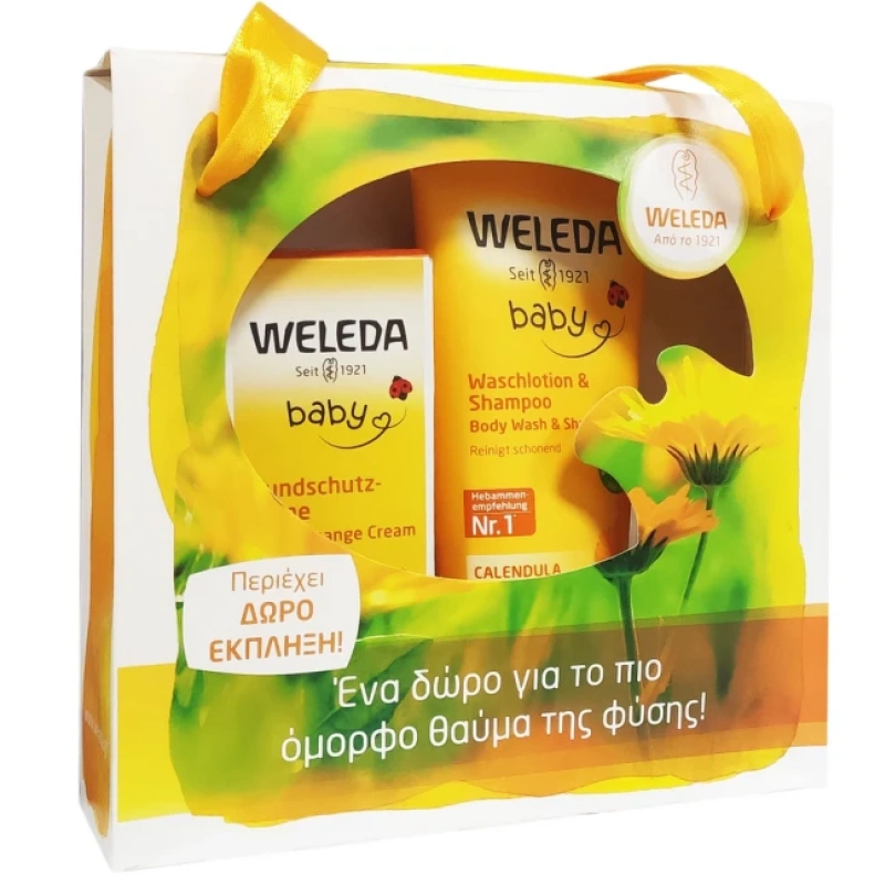 Weleda Promo Σαμπουάν & Αφρόλουτρο Calendula, 200ml & Κρέμα Calendula για την Αλλαγή Πάνας, 75ml