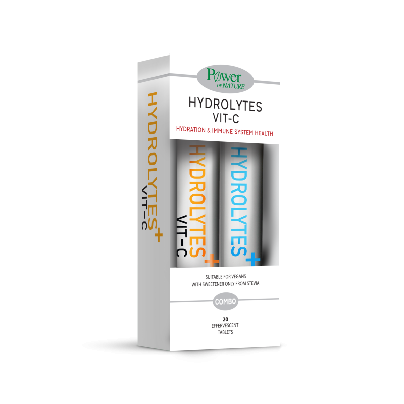 Power Health 1+1 Δώρο με Hydrolytes Συνδυασμός Ηλεκτρολυτών, 20αναβ. ταμπλέτες & Vitamin C 500mg, 20αναβ. ταμπλέτες