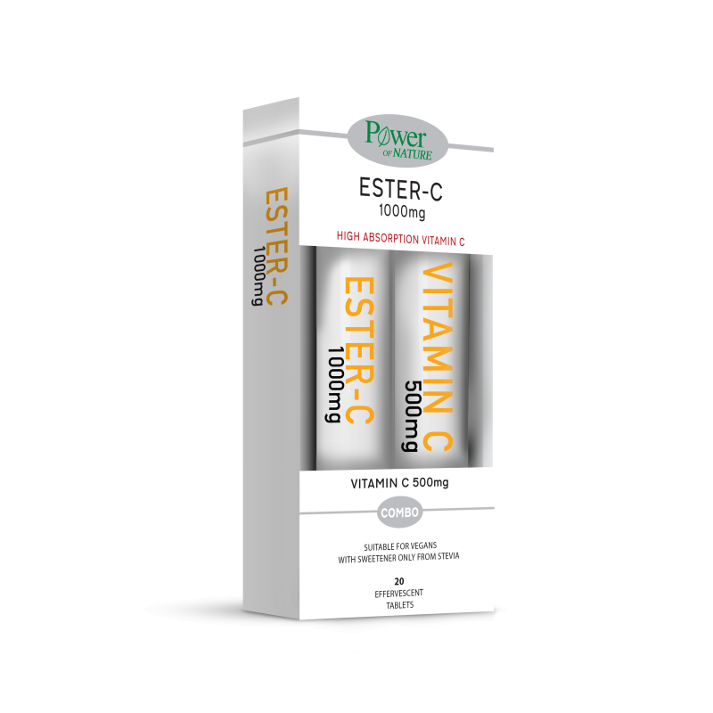 Power Health Vitamin C 1000mg Stevia 20 Αναβ. Δισκία + Δώρο Vitamin C 500mg 20 Αναβ. Δισκία