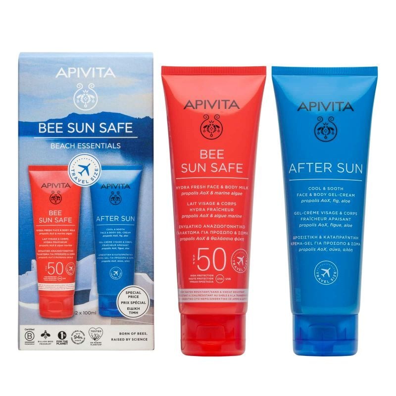 Apivita Promo Bee Sun Safe Beach Essentials Αντιηλιακό Γαλάκτωμα SPF50, 100ml & After Sun, 100ml
