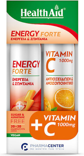Health Aid Πακέτο με Energy Forte, 20 αναβ. & Vitamin C1000mg Πορτοκάλι, 20 αναβ. - Image 1
