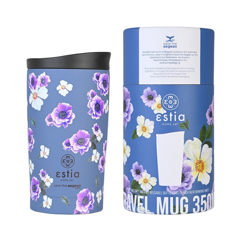 Estia Θερμός Travel Mug Garden Blue, 350ml