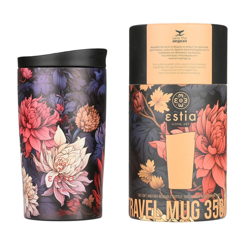 Estia Θερμός Travel Mug Midnight Blossom, 350ml
