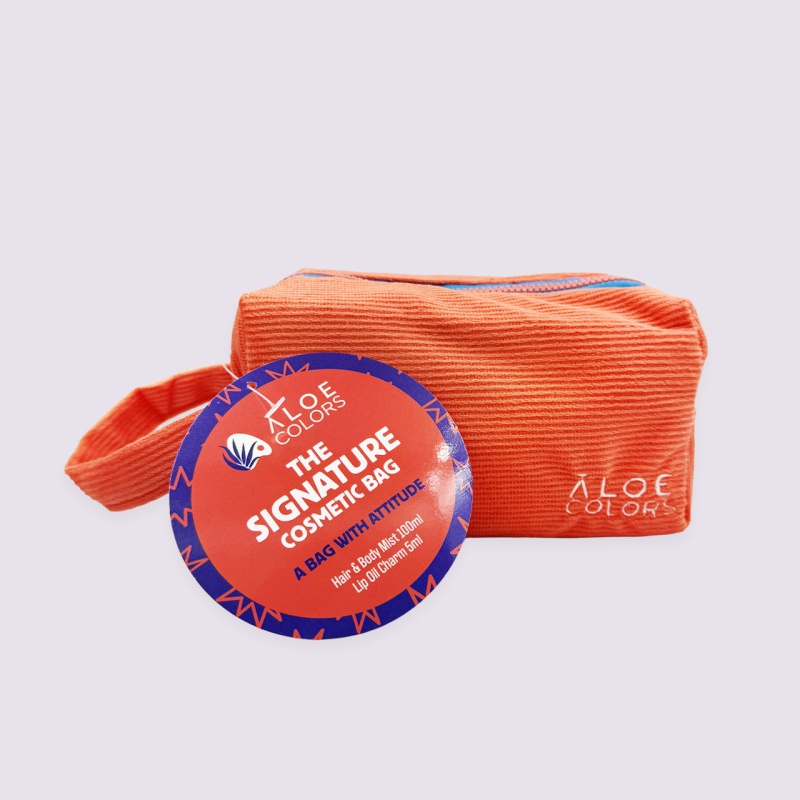 Aloe Colors The Signature Bag με Hair & Body Mist Ορχιδέα, 100ml και Lip Oil Charm με pom pom, 5ml , 1σετ