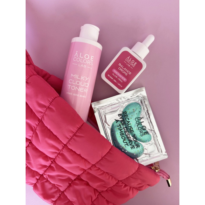 Aloe Colors Balance Skincare Bag - Niacinamide με Milky Cloud Toner 200ml, Balance Drops Serum 50ml και 1 ζευγάρι Eye Patches, 1σετ