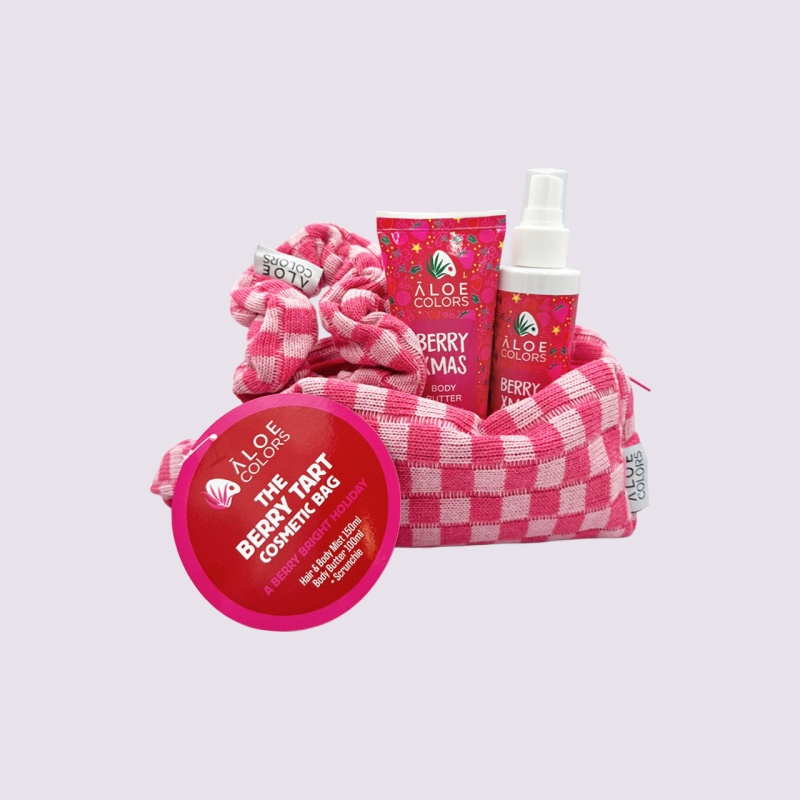 Aloe Colors The Berry Tart Bag με Kρέμα Σώματος 100ml και Hair & Body Mist 150 ml Κόκκινων Φρούτων και Δώρο Scrunchy, 1σετ