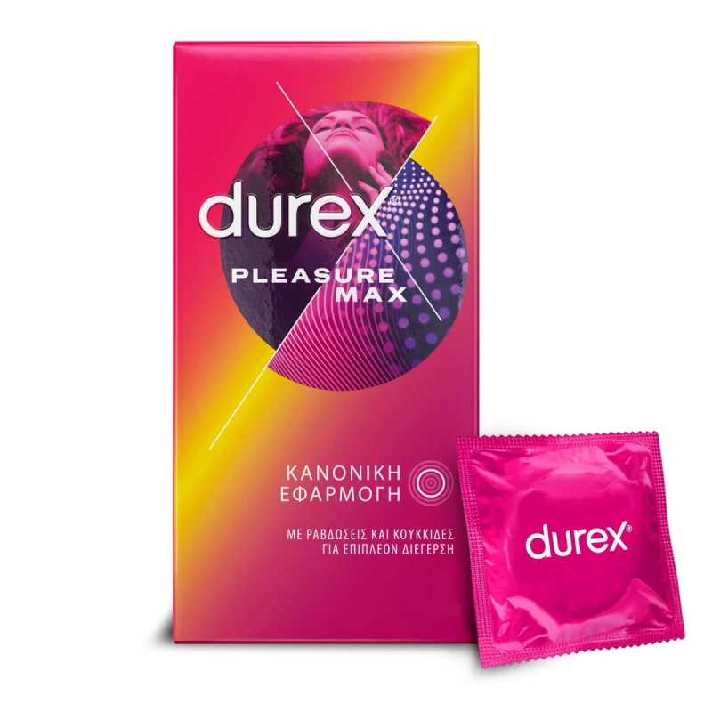 Durex Pleasure Μax Προφυλακτικά με Κουκίδες & Ραβδώσεις, 6τεμ