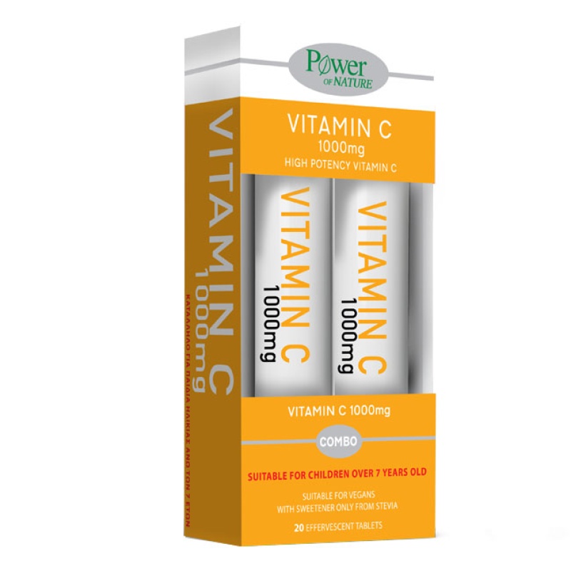 Power Health Vitamin C1000mg Stevia Πορτοκάλι, 2x20 Αναβ. Δισκία