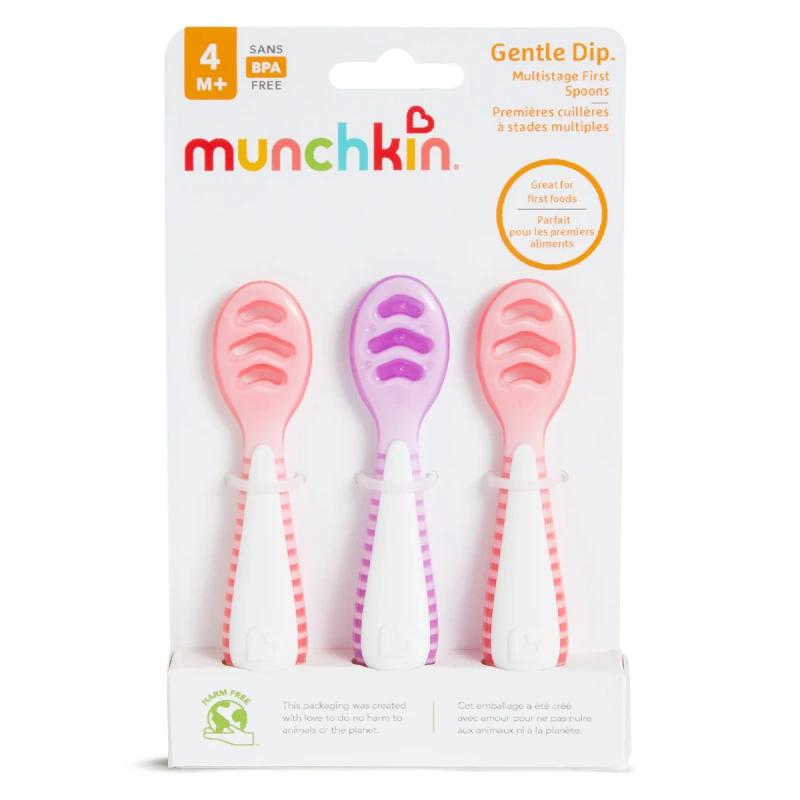 Munchkin Gentle Dip Μαλακά Κουτάλια από Σιλικόνη για Βρέφη 4+ Μηνών, 3τεμ
