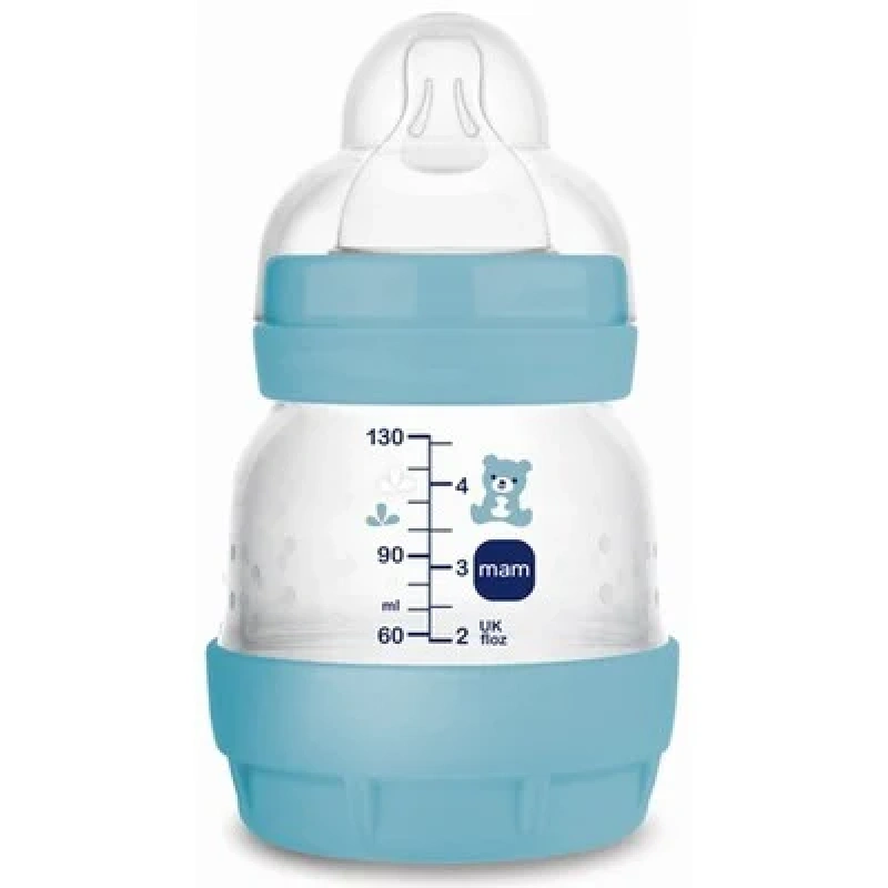 Mam Πλαστικό Μπιμπερό Easy Start Κατά των Κολικών με Θηλή Σιλικόνης για Βρέφη 0+ μηνών, 130ml σε μπλε χρώμα
