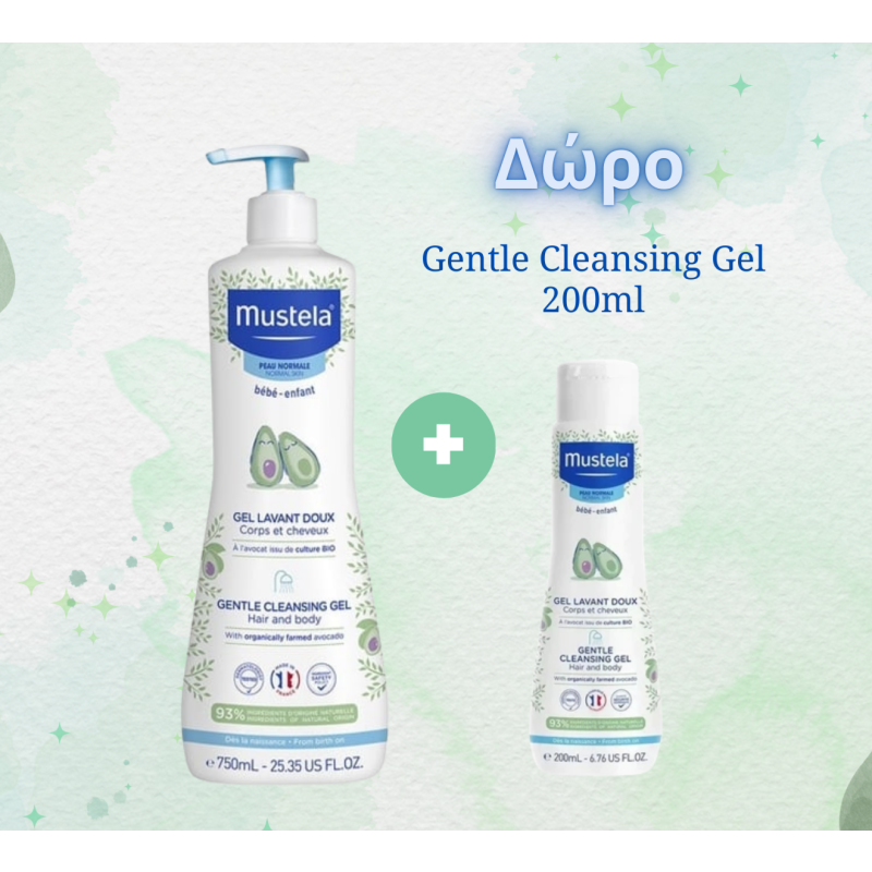 Mustela Gentle Cleansing Gel, 750ml + Δώρο Cleansing Gel, 200ml