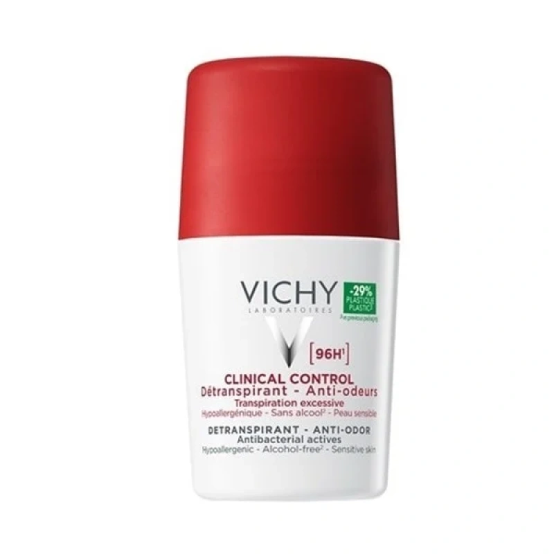 Vichy Deodorant 96h Clinical Control Roll-On Duo Promo Αποσμητικό με έως 96 Ώρες Προστασίας (-50% στο 2ο Προϊόν), 2x50ml