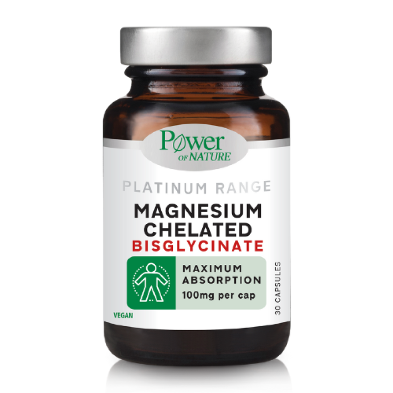 Power of Nature Platinum Range Magnesium Chelated Δισγλυκινικό Mαγνήσιο, 30caps