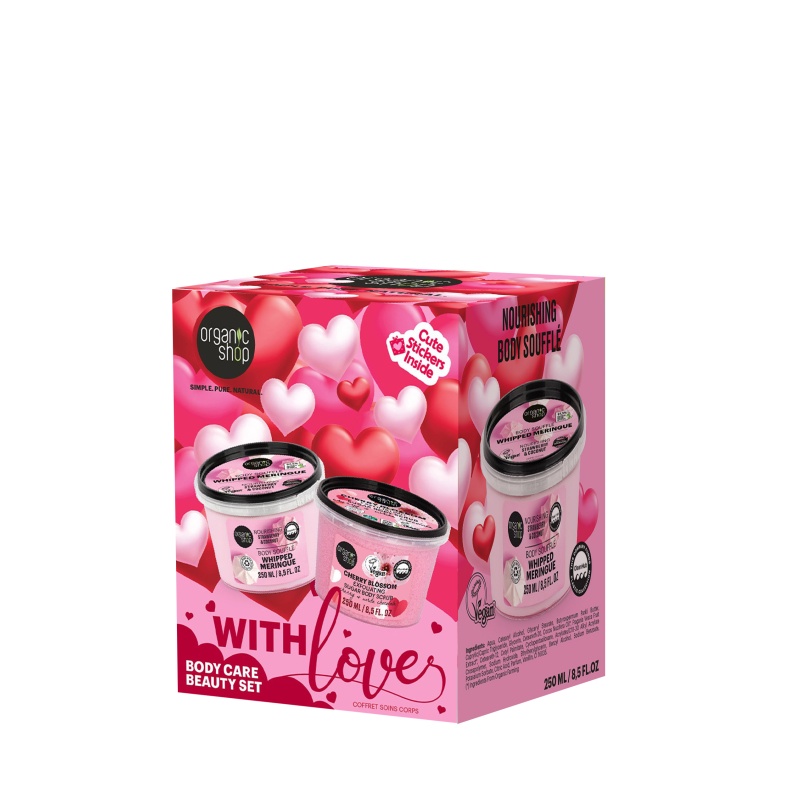 Organic Shop Promo With Love Body Care Beauty Set Scrub Σώματος, 250ml & Ενυδατικό Σουφλέ Σώματος, 250ml