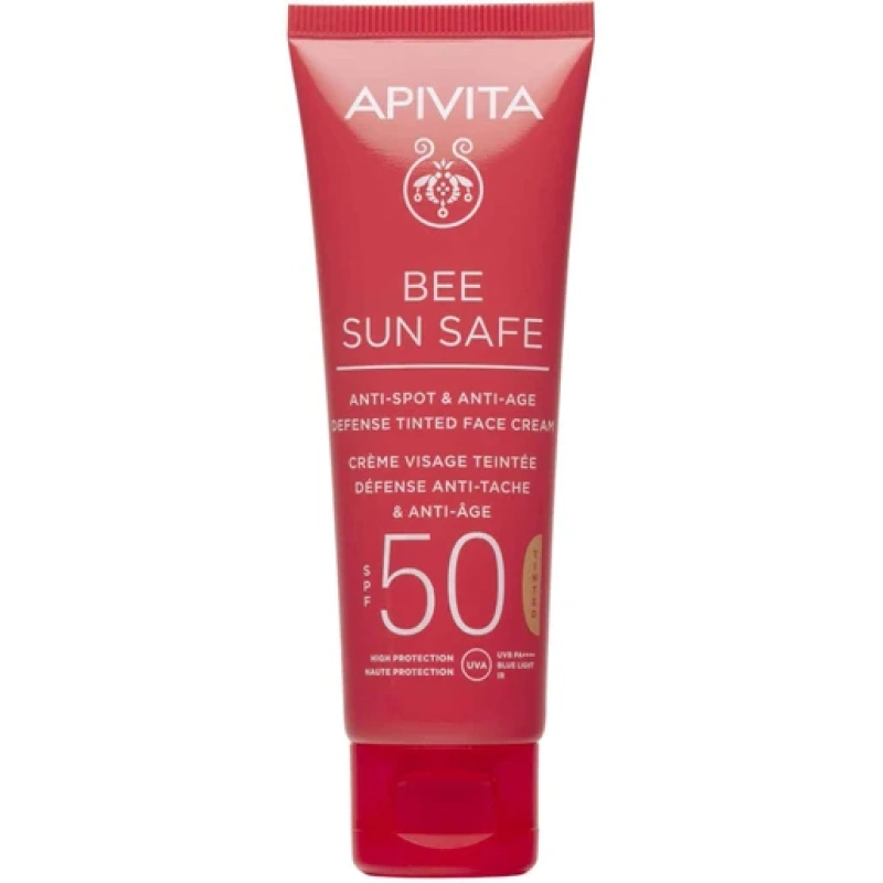 Apivita Bee Sun Safe Anti-Spot & Anti-Age Defence Face Cream Spf50, tinted golden 50ml
