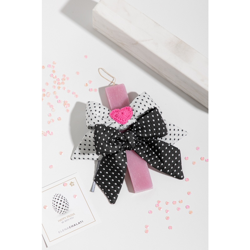 Πασχαλινή Λαμπάδα Easter candle small bow dots
