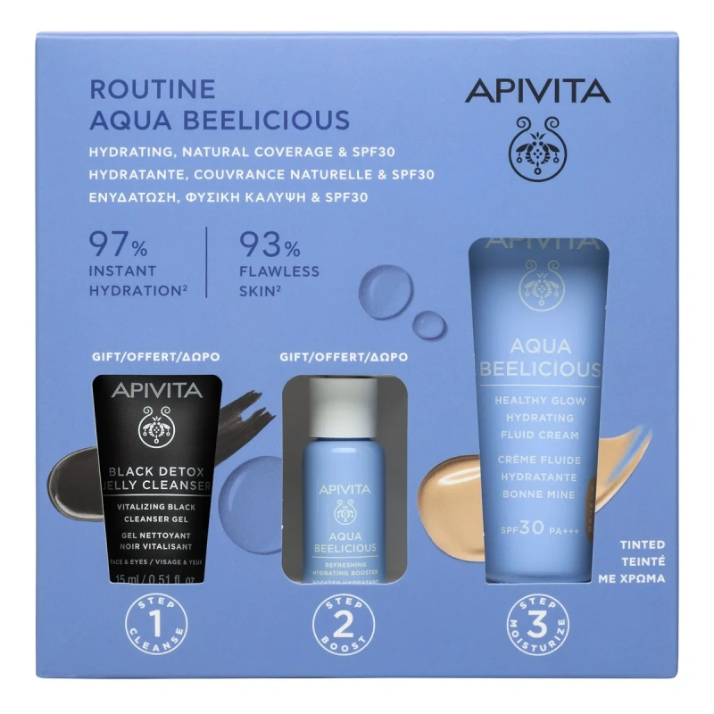 Apivita Aqua Beelicious Ενυδάτωση & Φυσική Κάλυψη SPF30, 1σετ
