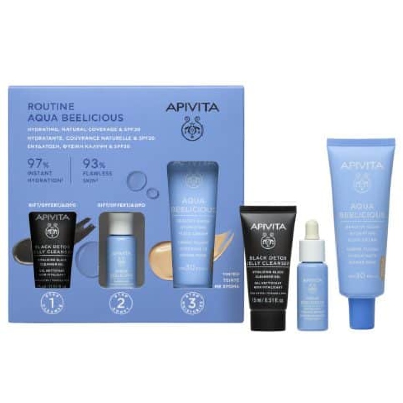 Apivita Promo Aqua Beelicious Ρουτίνα για Ενυδάτωση, Φυσική κάλυψη & SPF30 1 σετ
