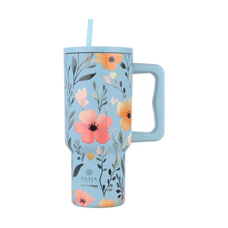 Estia Θερμος Straw Tumbler Xl Save The Aegean Sky Garden, 900ml