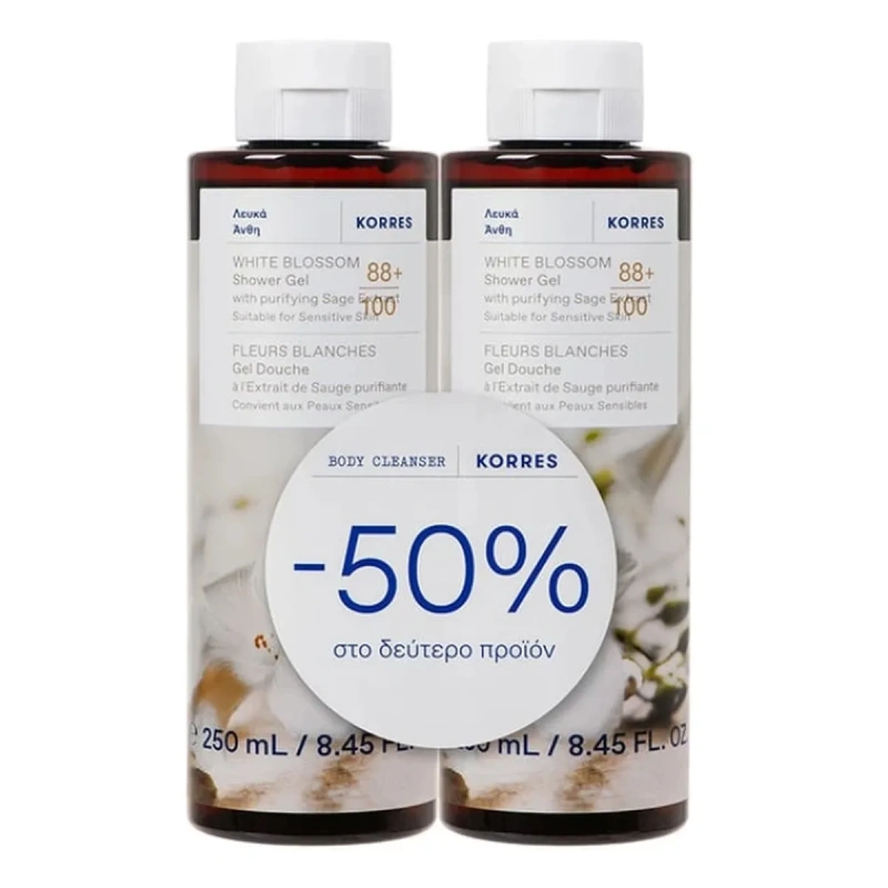 Korres Promo White Blossom Αφρόλουτρο(-50% το 2ο Προϊόν), 2x250ml