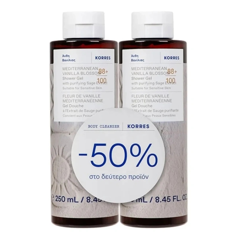 Korres Promo Mediterranean Vanilla Blossom Αφρόλουτρο(-50% το 2ο Προϊόν), 2x250ml
